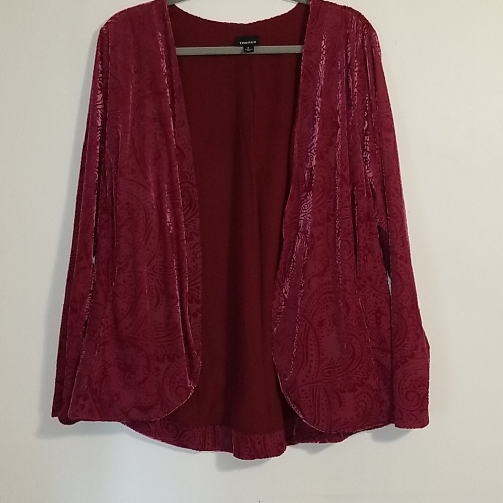 Plus sized! Torrid Red Maroon Velvet Jacket Blazer